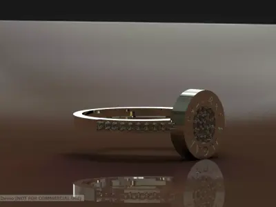 Bvlgari-Inspired Diamond Disc Ring Luxury 3DM Model 3D model