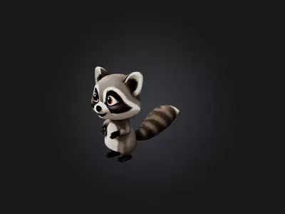 Cartoon Raccoon Low-poly 3D model