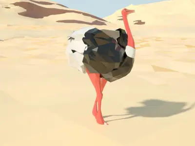 Ostrich 3d model stylized Low-poly 3D model