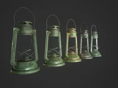 Old Lamp Kerosene - 5 Texture Sets - PBR - Game Ready  Low-poly 3D model
