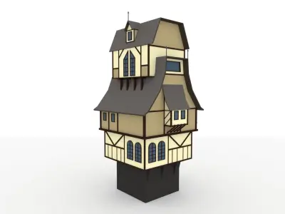 Medieval low poly house Free low-poly 3D model