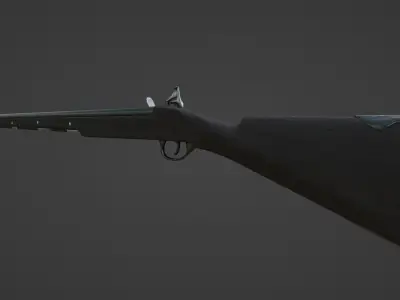 1720 Flintlock Long Rifle Low-poly 3D model