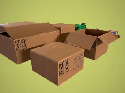 Carton Boxes Low-poly 3D model purchase