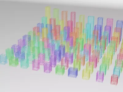 Low-poly Modular Sci-Fi Buildings - 100 Buildings Pack Low-poly 3D model