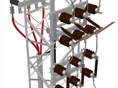Cable Feeded Tower Transformer Station Free 3D model