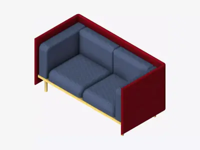 Furniture - Sofa - Contemporary - Flame - Small Low-poly 3D model