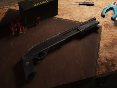 M870 Shotgun low poly retro  Low-poly 3D model