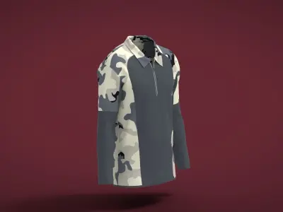 Military Outfit - T-shirt Low-poly 3D model 5