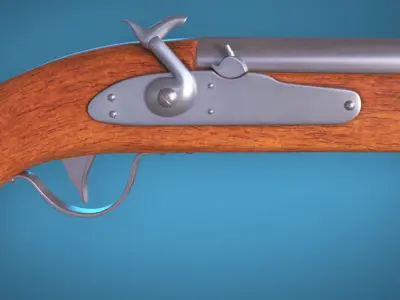 Percussion Pistol LowPoly Firearm  3D Model Low-poly 3D model