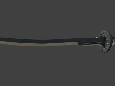 Samurai Sword 4 - SciFi Dark Steel Blade Low-poly 3D model
