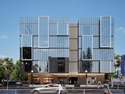 Commercial Hotel and Business Offices Low-poly 3D model