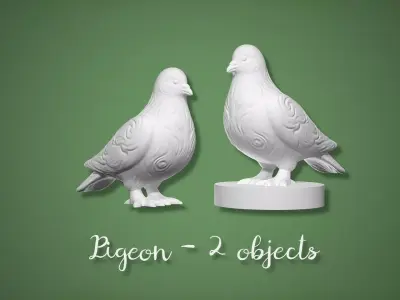 Pigeon Miniature  Dollhouse Garden Bird 2 Versions Free 3D print model