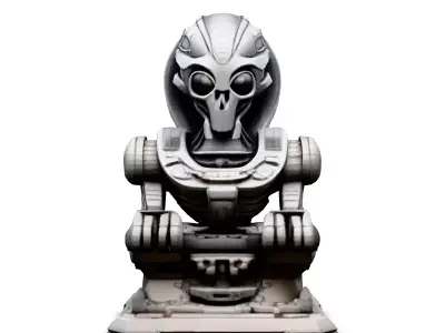 SciFi Alien Statue Bust Low-poly 3D model