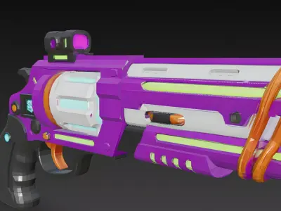 Cartoon Cyber Purple Revolver 3D Model PBR Low-poly 3D model