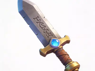 Stylized Medieval Broadsword 3D Model Low-poly 3D model