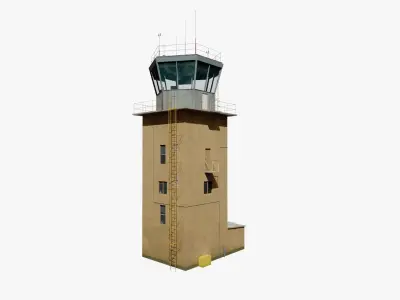 Air Traffic Control tower with interior Low Poly PBR 3D model