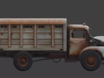 Rusted Old Cargo Truck 3D Model Low-poly 3D model