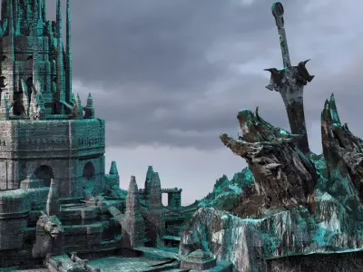 Van Helsing Mountain Fortress massive 3D model