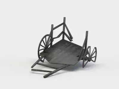 Damaged hay wagon Low-poly 3D model purchase