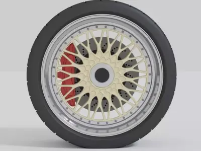Simple car wheel with brake and tire Free 3D model