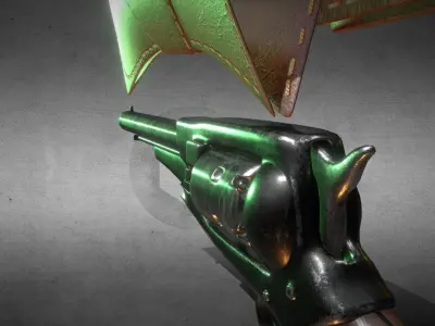 Vintage Revolver and Holster Low-poly 3D model