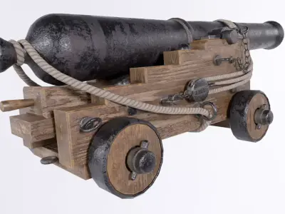 Pirate Ship Cannon Low-poly 3D model purchase