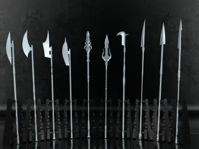50 Spear Base Mesh  Clean UV and IMM Brush and  ABR Brush  VOL01 3D model