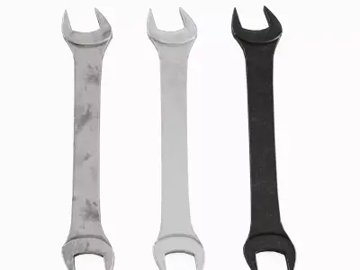 Old Steel Wrench Set Low-poly 3D model