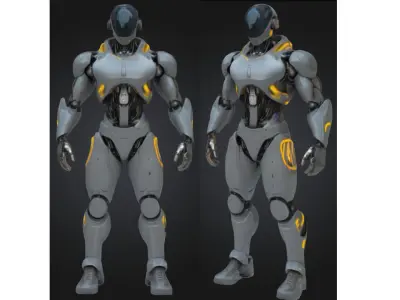 Sleek Android Male Robot Low-poly 3D model