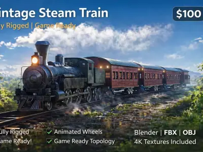Locomotive Train Low-poly 3D model