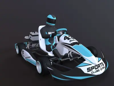 4LowPolyKartsWithPlayerPack1 go - kart racer Low-poly 3D model