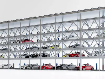 Modern multi-level parking lot 3D model