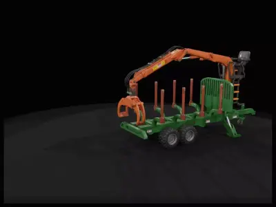 1-87 Small logging trailer with Print Ready STL 3D print model purchase