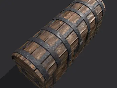Medieval Chest Iron Bound Decor Low-poly 3D model