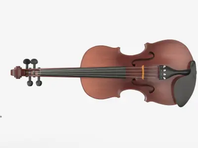 Violin music instrument with Bow and stand 3D model