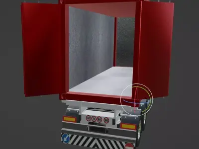 Extensible trailer with container Low-poly 3D model