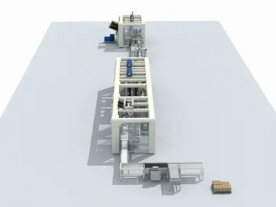 Automated Packaging Production Line For Fresh Milk 3D model