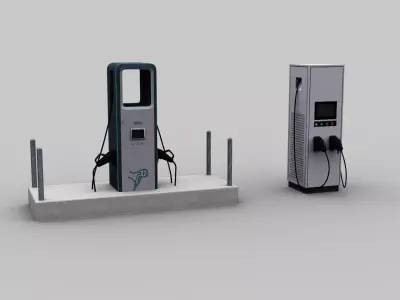 Electric Vehicle Chargers pack 3 Low-poly 3D model