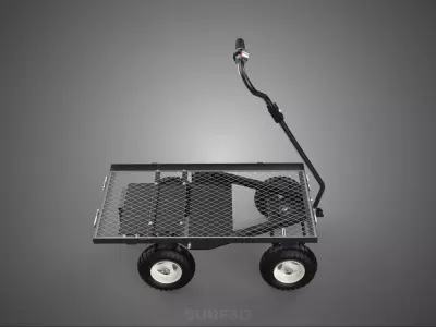 ELECTRIC METAL GRID MESH FLAT BED DECK TRAY TROLLEY CART WAGON 4 3D model