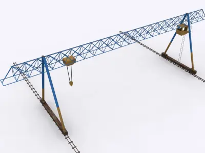 Soviet Bridge Cranes Low-poly 3D model