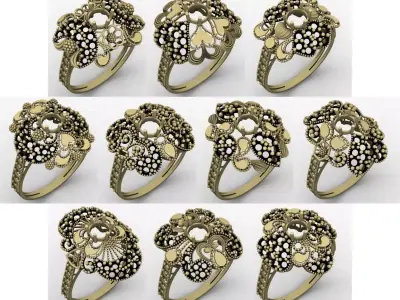 RN 51 TO 100 STONE RINGS COMPETE LOT  3D print model
