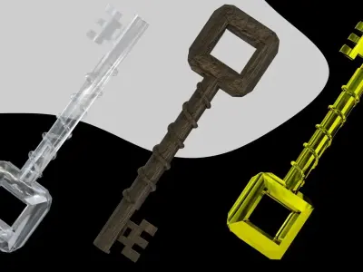 Antique key Low-poly 3D model get
