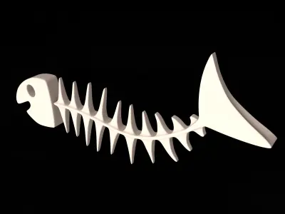 Fish Bone Cartoon Low-poly 3D model