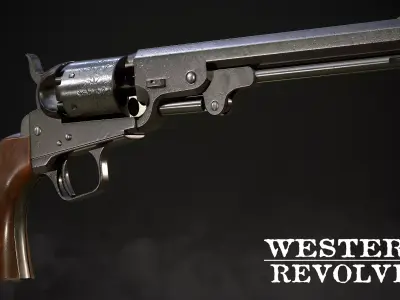 Western Revolver Low-poly 3D model