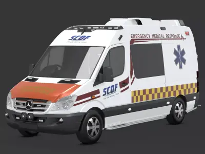 SCDF Mercedes benz Sprinter Emergency Ambulance 3D model
