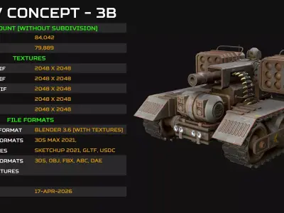 UGV Concept-3B-Urban-Rusty Low-poly 3D model