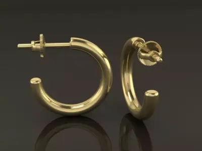 Earring Hoop Rope Opened Back 15mm Width Inside  3D print model