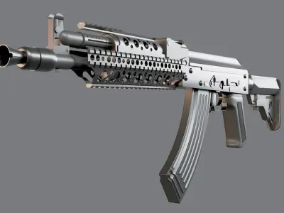 Gun military Low-poly 3D model