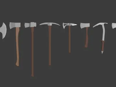 Axe Pack Low-poly 3D model
