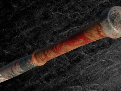 POST APOCALYPTIC MELEE WEAPON NAILED STEEL BAT BLOOD STAINED Low-poly 3D model